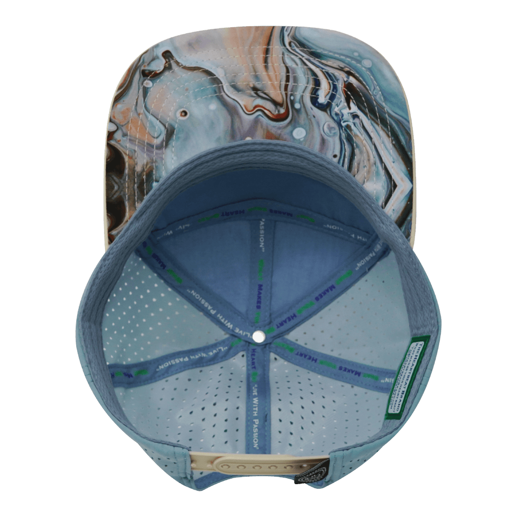 **YOUTH** Color Vibes Hat - Flat Bill - Marble Earth - Cream / White / Light Blue - Laser Mesh