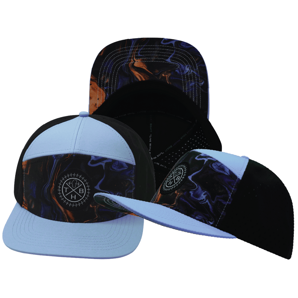 **YOUTH** Color Vibes Hat - Flat Bill - Midnight Mirage - Baby Blue / Black - Laser Mesh