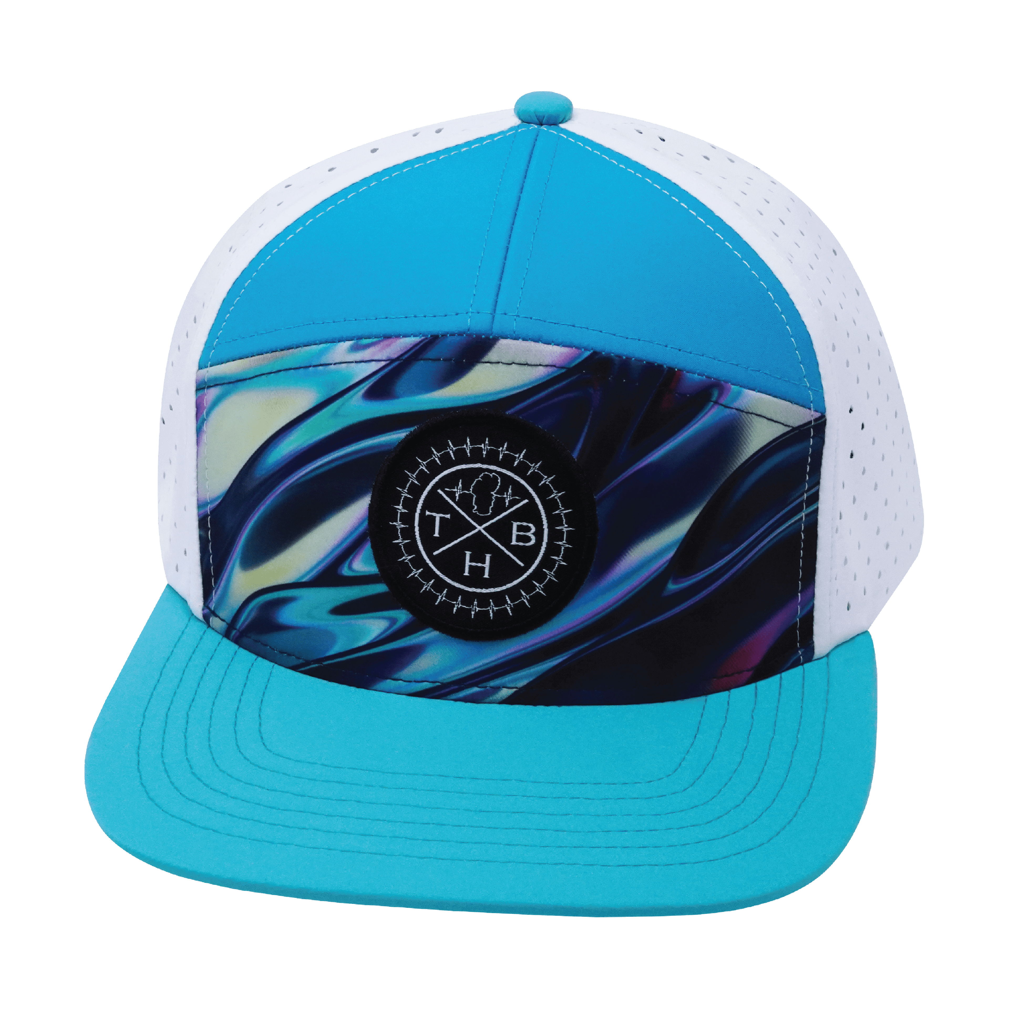 **YOUTH** Color Vibes Hat - Flat Bill - Molten Dream - Neon Green Blue / Neon Blue / White - Laser Mesh