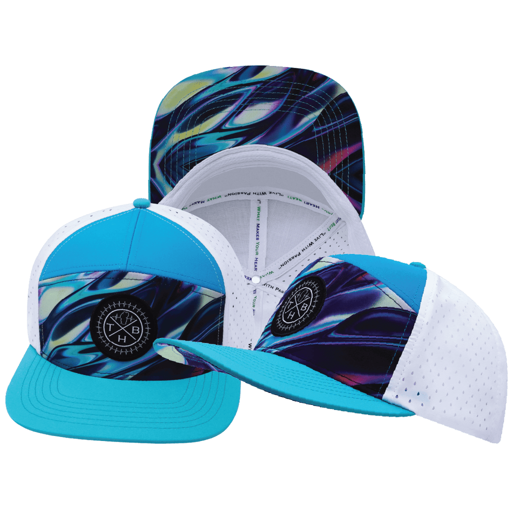 **YOUTH** Color Vibes Hat - Flat Bill - Molten Dream - Neon Green Blue / Neon Blue / White - Laser Mesh