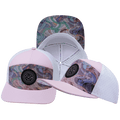 **YOUTH** Color Vibes Hat - Flat Bill - Mosaic Curves - Light Pink / White - Laser Mesh