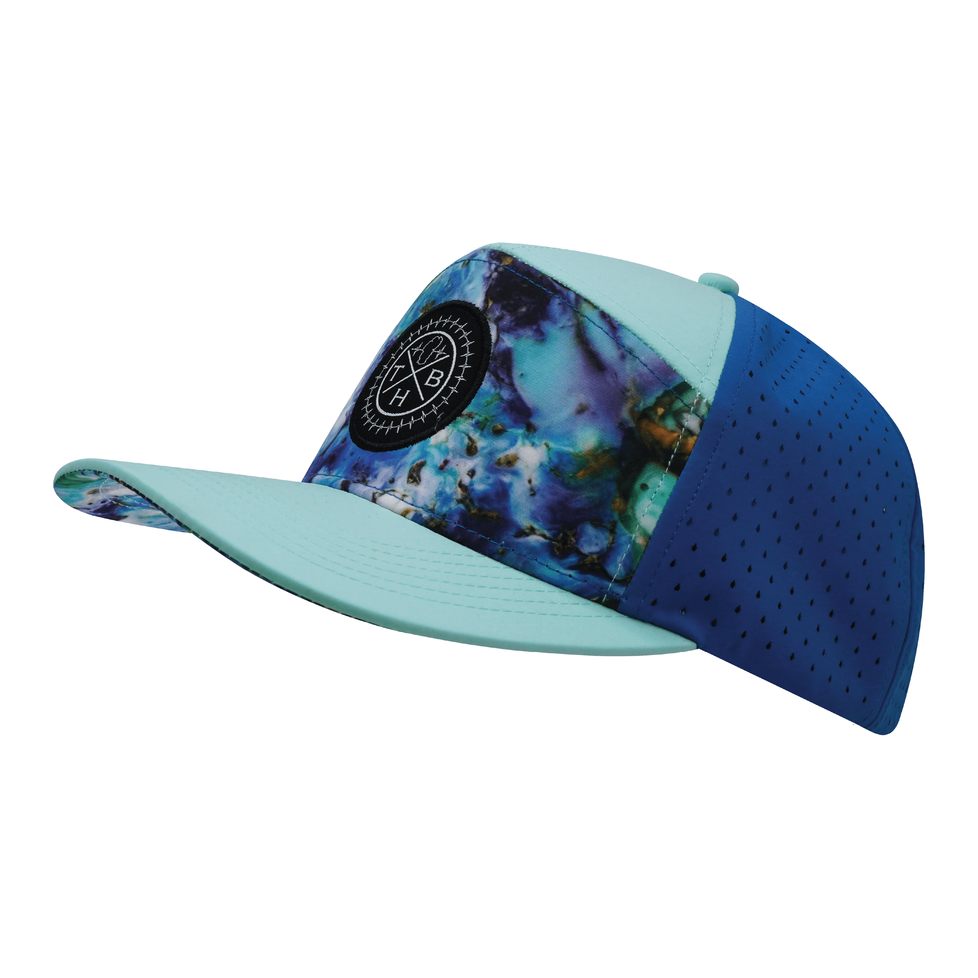 **YOUTH** Color Vibes Hat - Flat Bill - Nebula - Mint / Blue - Laser Mesh