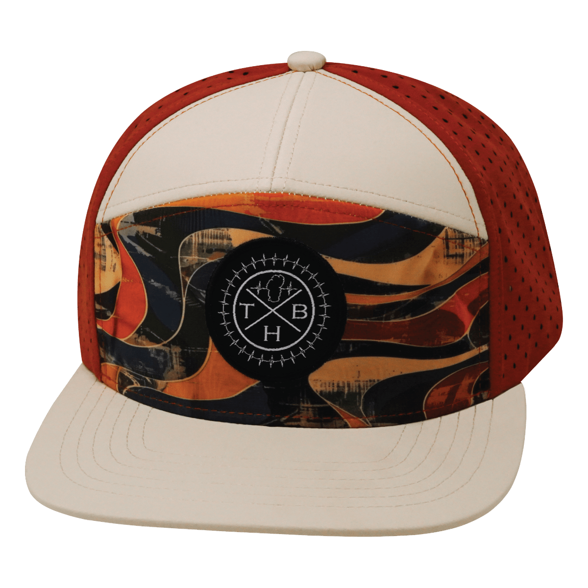 **YOUTH** Color Vibes Hat - Flat Bill - Rustic River - Cream / Red Rock - Laser Mesh