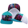 **YOUTH** Color Vibes Hat - Flat Bill - Street Art - Neon Blue / Neon Green Blue / White - Laser Mesh