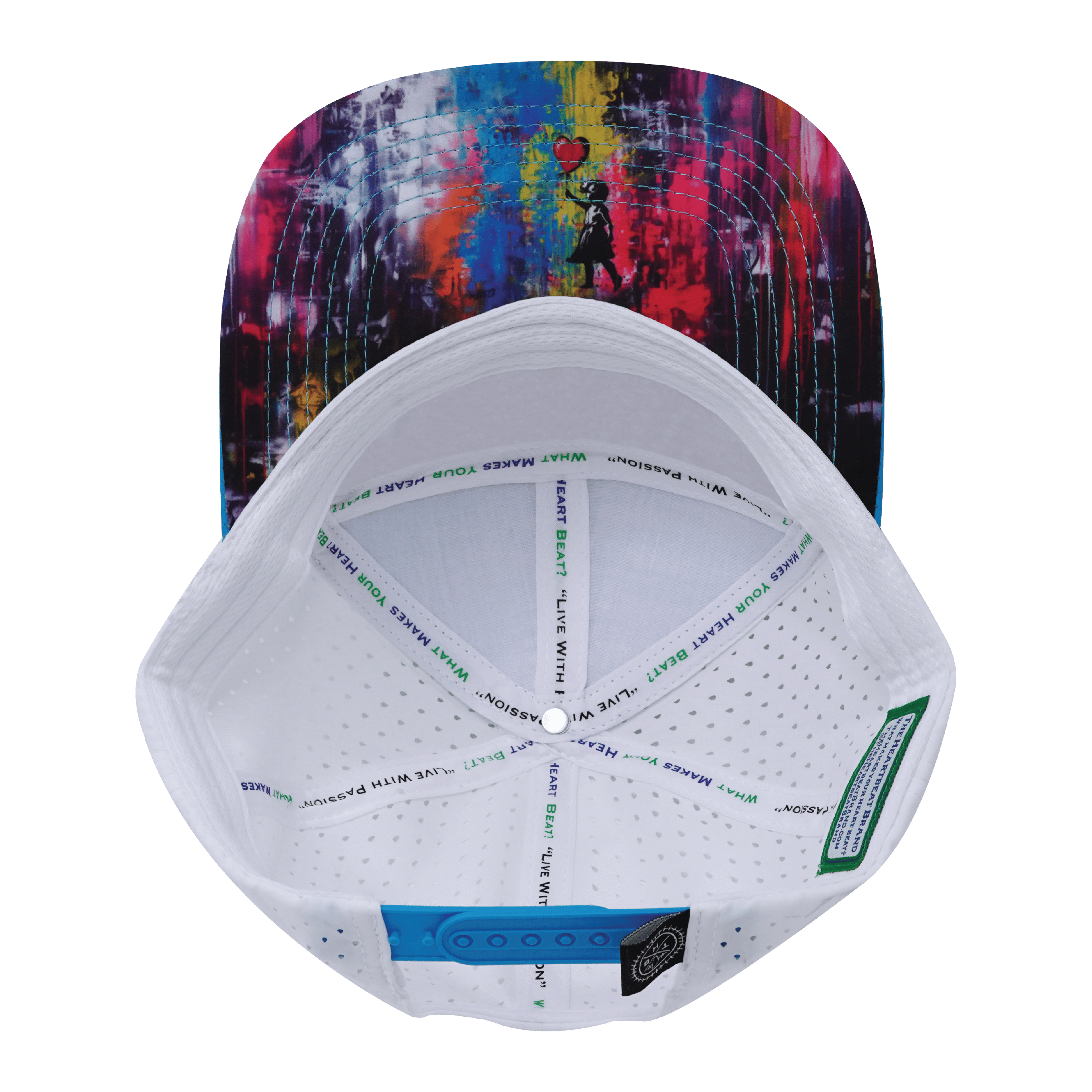 **YOUTH** Color Vibes Hat - Flat Bill - Street Art - Neon Blue / Neon Green Blue / White - Laser Mesh