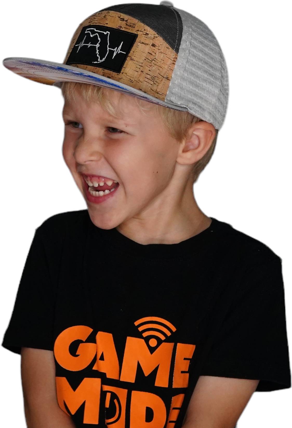 **YOUTH** Florida Hat - Flat Bill - Cork - Gray / Charcoal - Jersey Mesh