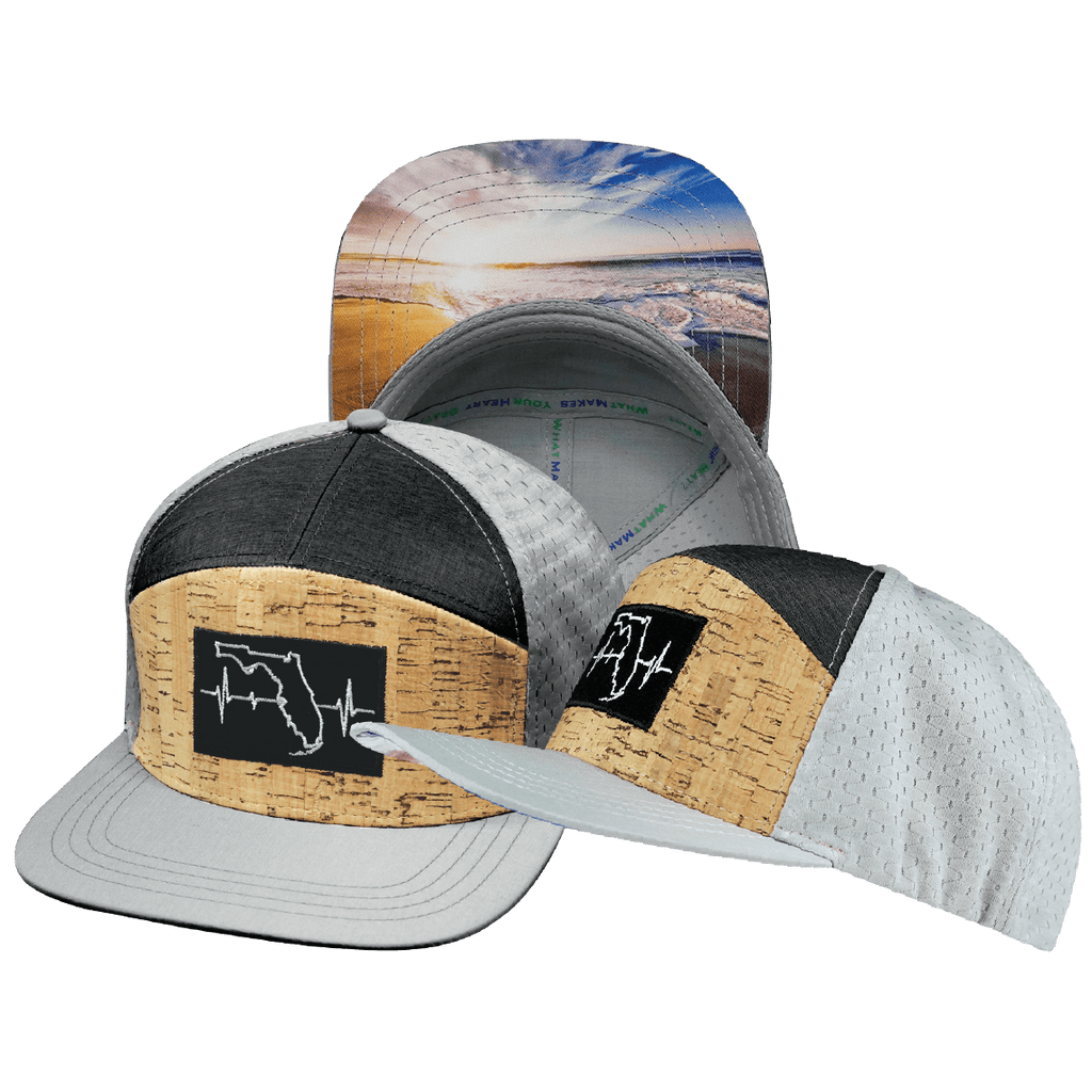 **YOUTH** Florida Hat - Flat Bill - Cork - Gray / Charcoal - Jersey Mesh
