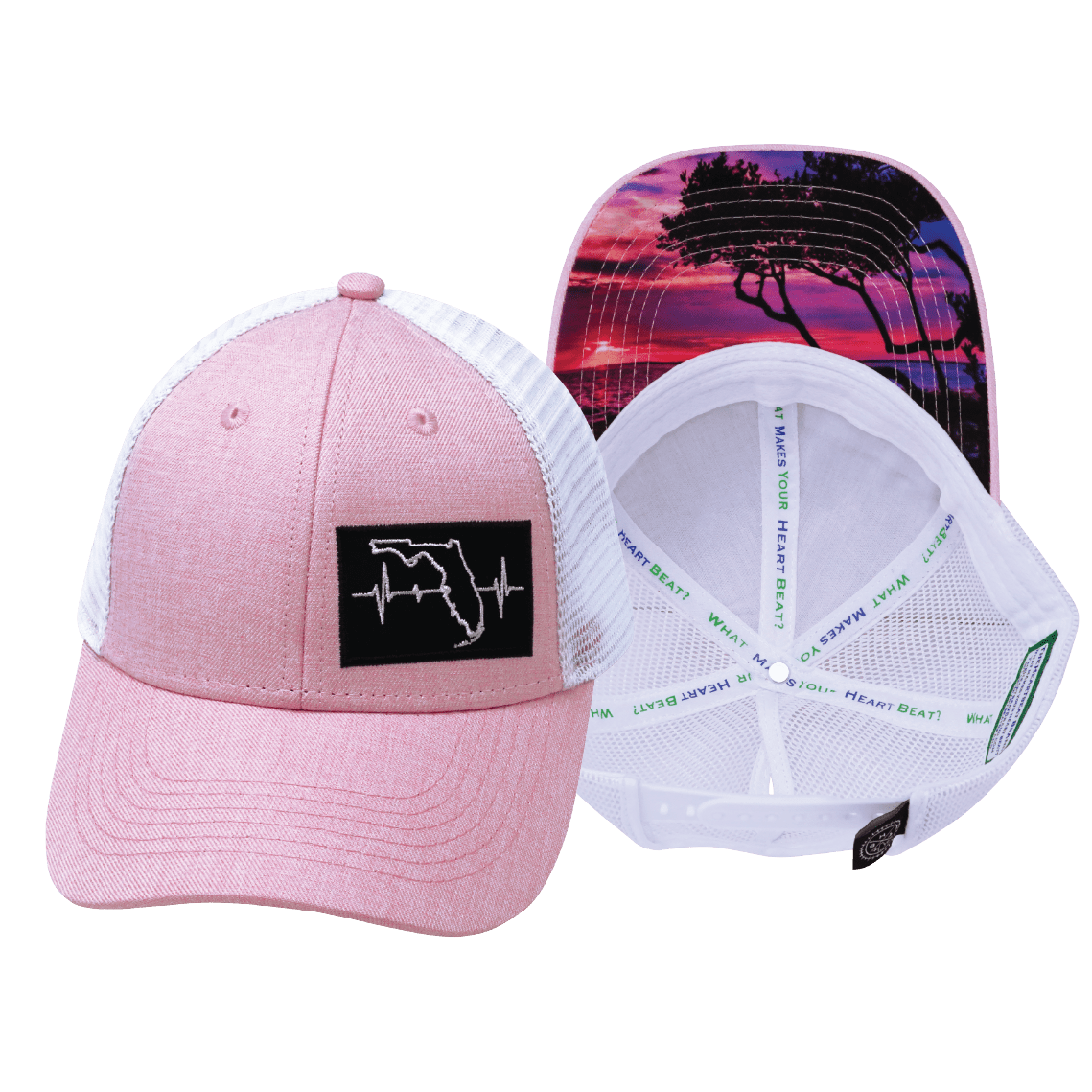 **YOUTH** Florida Hat - Low Profile - Ponytail - Pink / White - Trucker Mesh