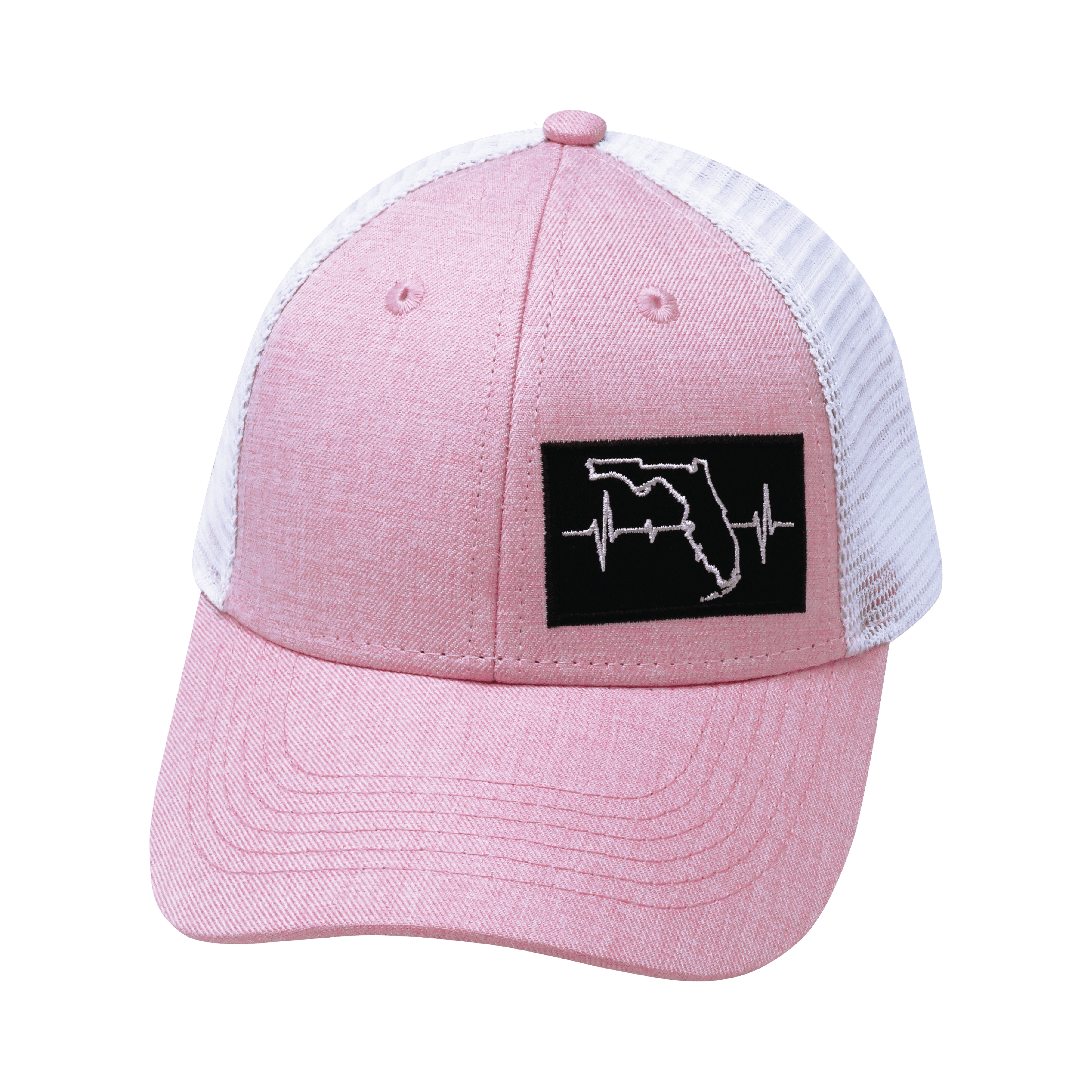 **YOUTH** Florida Hat - Low Profile - Ponytail - Pink / White - Trucker Mesh