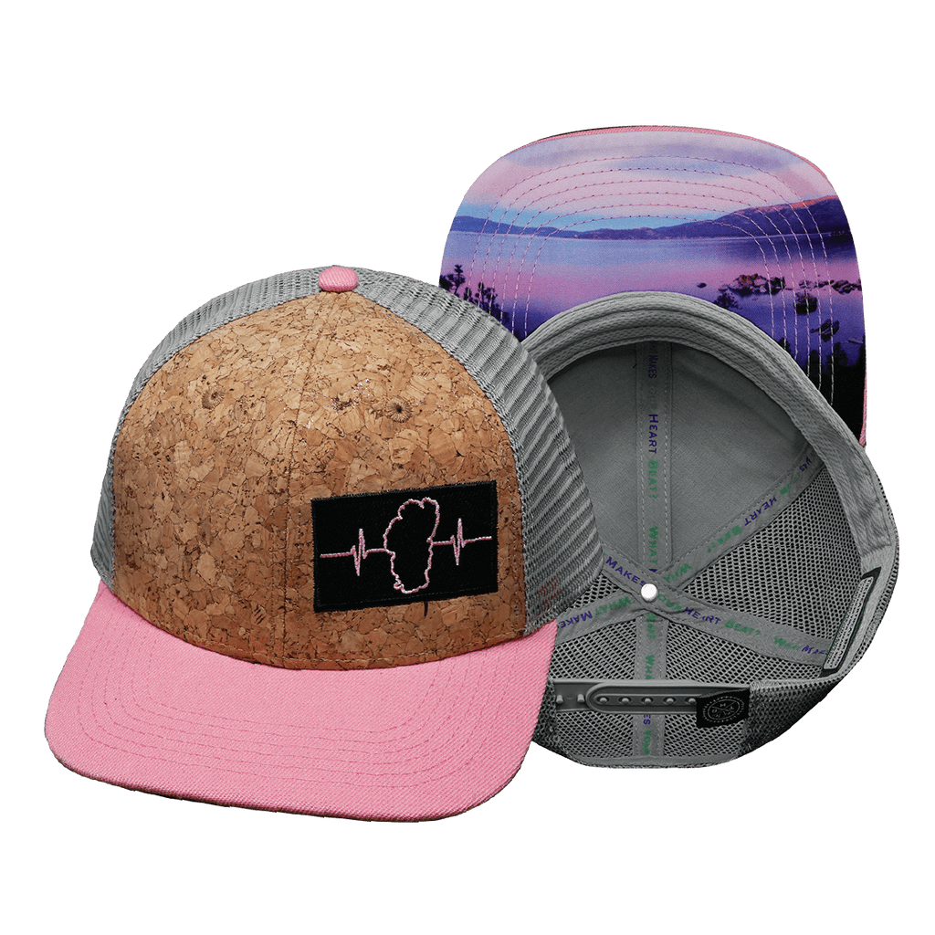**YOUTH** Tahoe Hat - Baseball Hat Fit - Cork - Pink / Gray - Trucker Mesh