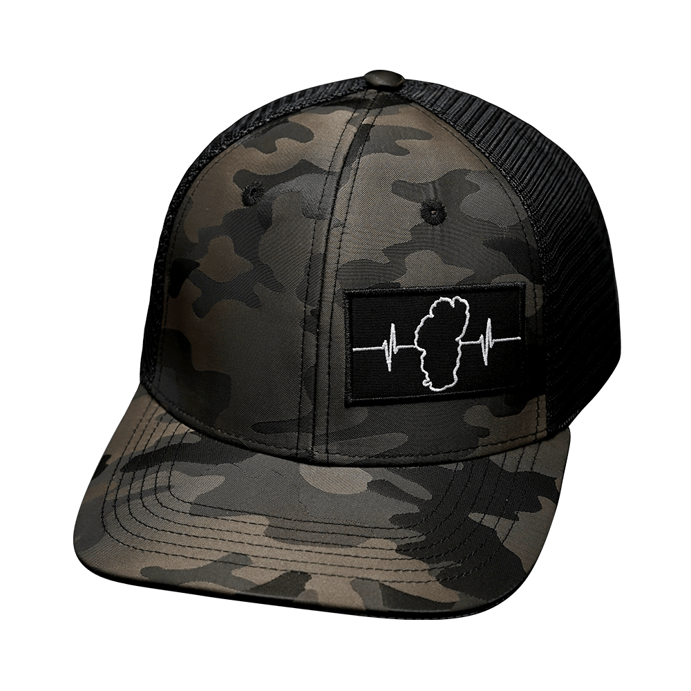 **YOUTH** Tahoe Hat - Baseball Hat Fit - Tan Camo / Black - Trucker Mesh