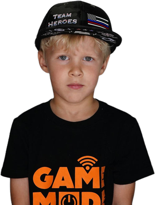 **YOUTH** Team Heroes Hat - Baseball Hat Fit - Green Camo / Black - Trucker Mesh